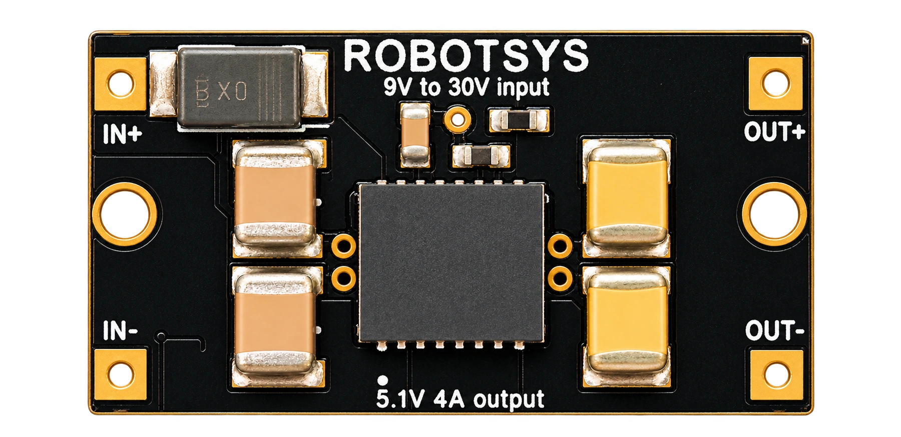 Convertisseur DC/DC Robotsys : circuit de puissance compact sur PCB noir