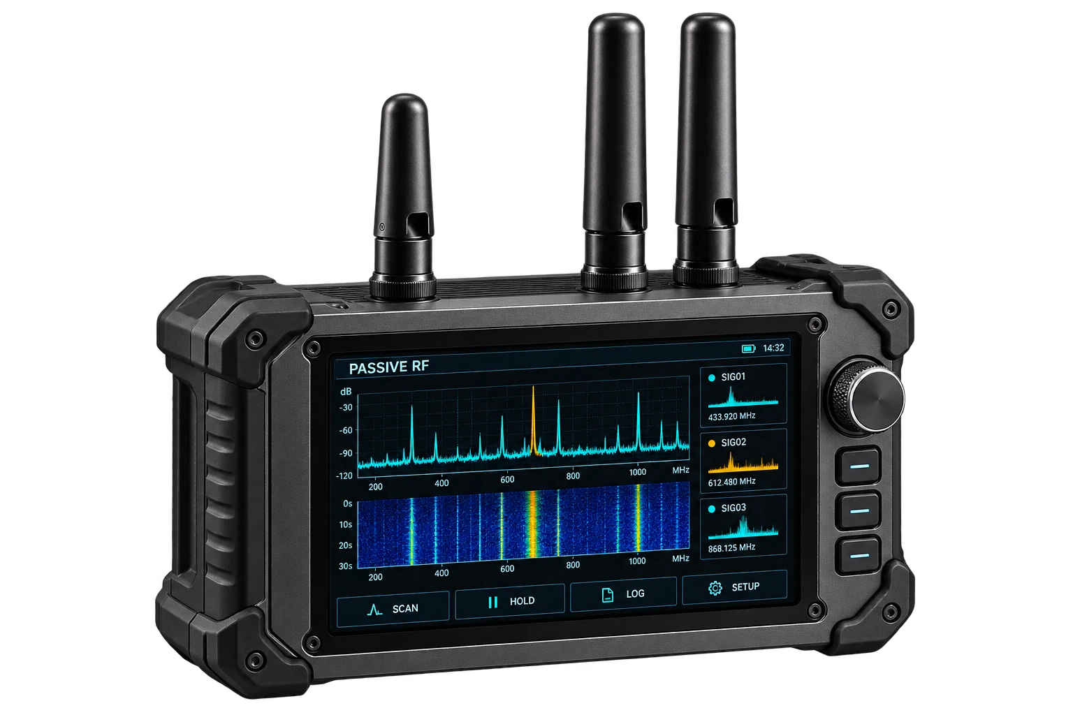 Sniffeur radio Star Mesh avec son écran et ses antennes