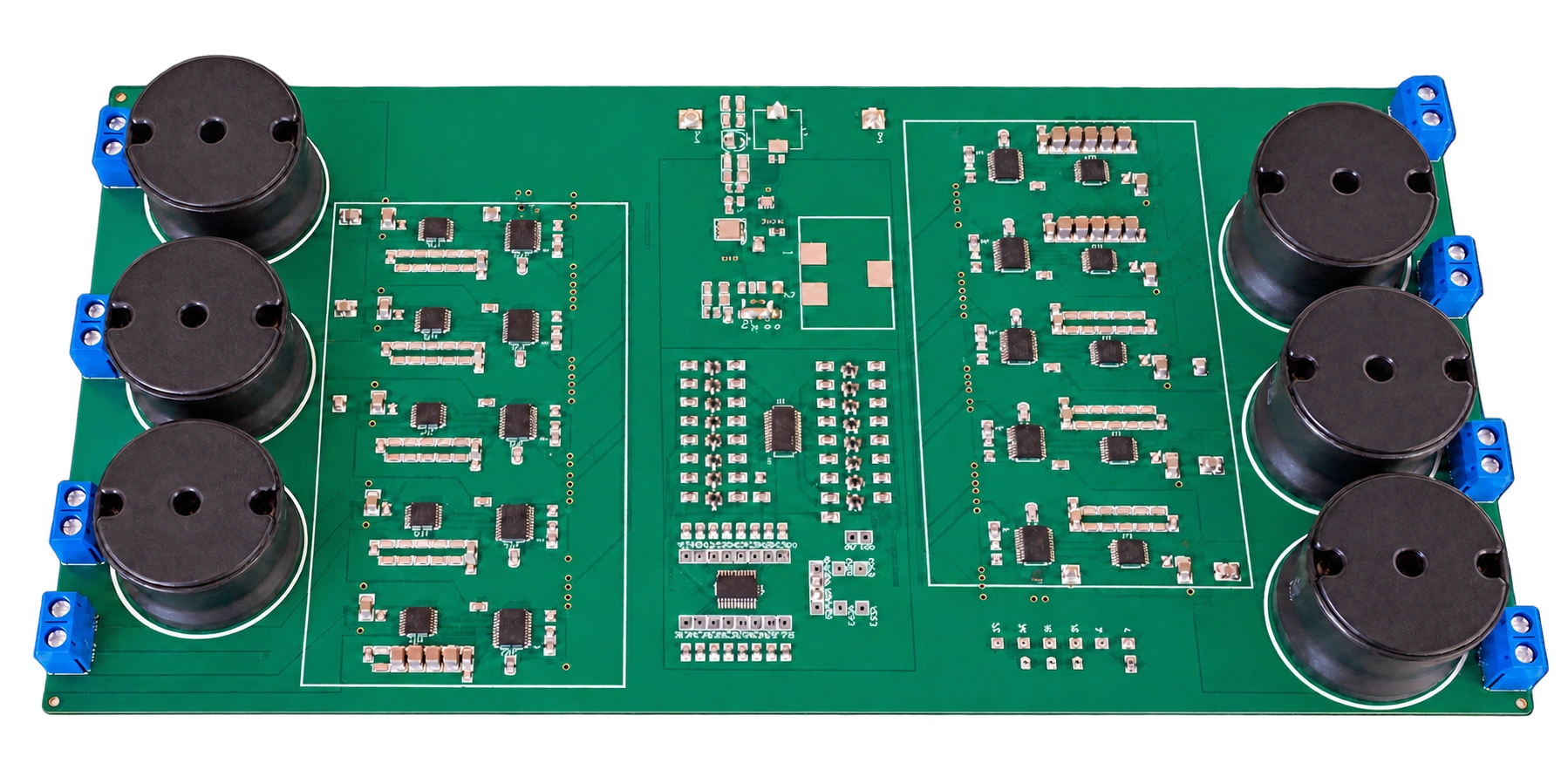 Contrôleur de modules Peltier TEC : carte de puissance avec six inductances et borniers